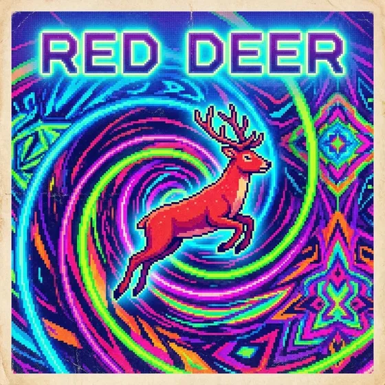 vibrant pixel art red deer homepage